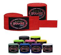Farabi Sports Adulto Vendas Boxeo 4 Metros de Largo Vendas Boxeo Hombre & Mujer Vendas de Boxeo con Par para MMA, Muay Thai, Entrenamiento, Kickboxing y Deportes de Combate (Red)