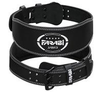 Farabi Sports cinturon powerlifting 100% cuero genuino cinturon gimnasio 4" wide cinturon gym Hombres y mujeres cinturon halterofilia for Gym Training Bodybuilding (Black, XXL Apto para 101 a 114 CM)