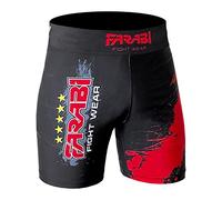 Farabi Sports MMA Short Vale tudo Pantalones Cortos de compresión Grappling Fight Training Match Compression Tight (Black/Red, L)