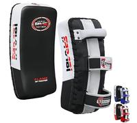 Farabi Sports paos Muay Thai para Coaching, Entrenamiento, Kickboxing Curved Kick Pad, pao Muay Thai Strike Shield MMA Pads (Negro (Par))
