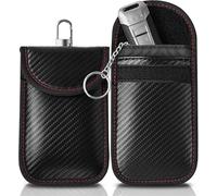 Faraday - Paquete de 2 bolsas para llaves de coche, protector de llave de bloqueo de señal RFID, antirrobo, jaula de seguridad para coche (rojo/rojo)