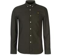 Farah Brewer - Camisa Oxford de algodón Ajustada para Hombre, Hojas Perennes, L