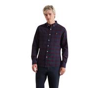 Farah Brewer Check - Camisa de Manga Larga de algodón orgánico para Hombre, Talla S, Color Burdeos