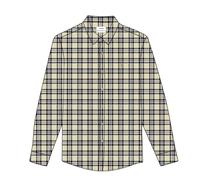 Farah Brewer Check - Camisa de Manga Larga de algodón orgánico para Hombre, Talla XL, Color Gris Abedul