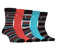 Farah - Calcetines Bambu Hombre para Verano | Vestir Calcetines Brillantes Colores | 5 Pares (39-45, Negro/rojo)