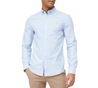 Farah Camisa Oxford de algodón Ajustada Brewer, Azul Celeste, S para Hombre