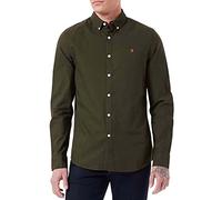 Farah Camisa Oxford de algodón Ajustada Brewer, Hojas Perennes, XL para Hombre