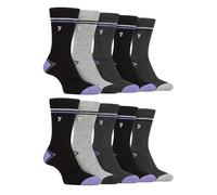 Farah Paquete múltiple de 10 pares de calcetines de vestir de bambú para hombre, calcetines de algodón brillante con parte superior de agarre suave, negro / violeta, 6-11