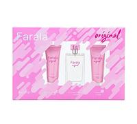 FARALA - Estuche de Regalo para Mujer, Pack 3 Piezas x 75 ml, Colonia Original + Gel de Baño + Loción Corporal, Eau de Toilette Femenina, Aroma Floral Especiado, Fragancia Fresca y Duradera