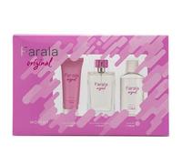 FARALA - Original, Perfume 75ml + Crema de Cuerpo 75ml + Gel de Baño 100ml, Estuche Regalo de Mujer, Pack Farala Original 3 Piezas, Femenina, Floral y Fresca, de Larga Duración, Elegante y Juvenil