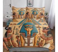 faraón 3 Piezas Juego De Funda Nórdica 3D con Diseño De,Microfibra Ropa De Cama De Cremallera,Cultura del Antiguo Egipto Funda De Almohada De,Microfibra Adecuada para Niños Y Niñas King（220x240cm）