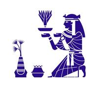 Faraón de la cultura del papiro egipcio con dioses y diosas ofreciendo sacrificios a los antiguos dioses egipcios Pegatinas de pared de vinilo 67.2x73.4cm Fácil instalación Azul oscuro