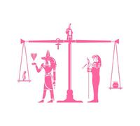 Faraón de la cultura del papiro egipcio con dioses y diosas ofreciendo sacrificios a los antiguos dioses egipcios Pegatinas de pared 60.8x80.5cm Decoración artística Rosa