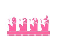 Faraón de la cultura del papiro egipcio con dioses y diosas ofreciendo sacrificios a los antiguos dioses egipcios Pegatinas de pared 54.4x112cm Fácil instalación Rosa