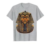 Faraón Egipcio Antiguo Cara sarcófago Egipto Camiseta, Hombre, Gris Jaspeado, S