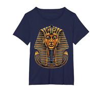 Faraón Egipcio Antiguo Cara sarcófago Egipto Camiseta, Mujer Tallas Grandes, Azul Marino, 1XL Grande