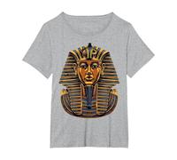 Faraón Egipcio Antiguo Cara sarcófago Egipto Camiseta, Mujer Tallas Grandes, Gris Jaspeado, 1XL Grande