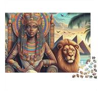 Faraón Egipcio Antiguo Puzzle de 1000 Piezas León Estilo Arte Retro Papel Puzzle para Adultos Relajación Decoración Hogar Regalo para Familia 38x26cm/1000pcs