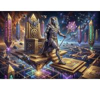 Faraón Egipcio de Ciencia ficción Puzzle De Madera 500 Piezas Adultos Y Niños,Anti-estrés,Madera,Rompecabezas,Deco Pared,Regalo Ideal,14 Años+,Relax,Desafío,Reto,Educativo (52x38cm)