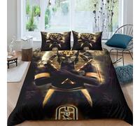 Faraón Egipcio Juego De Funda De Edredón Impresión 3D con Cremallera Juego De Cama 3 Piezas Funda Nórdica Microfibra Suave Adecuado para Adolescentes Y Adultos Double（200x200cm）