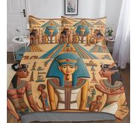 faraón Funda De Edredón 3D con Estampado De 3D,Microfibra Suave,Cultura del Antiguo Egipto Funda De Edredón, Juego De Cama 3 Piezas para Familiar Y Niños Y Niñas Double（200x200cm）