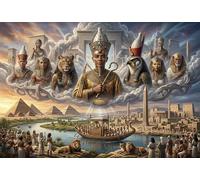Faraón y los Dioses de Egipto Puzzle 1000 Piezas Adultos Y Niños,Rompecabezas,Premium,Cartón,14 Años+,Deco Pared,Regalo Ideal,Anti-estrés,Relax,Desafío,Reto,Educativo 38x26cm