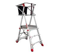 Faraone - Escalera con Plataforma PLS3-200x73x26 cm - Escalera 3 Peldaños - Escalera Plegable de Aluminio - Uso Profesional - Fácil de Transportar - con Ruedas - Amplio Plano de Trabajo