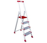 Faraone - Escalera de Aluminio EN944-4 peldaños - Escalera de Tijera Profesional - 165x46x15 cm - con Bandeja Portaobjetos y Barandilla - Peso soportado de hasta 150 kg
