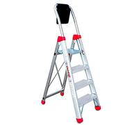 Faraone - Escalera de Aluminio - Escalera de Tijera DOMUS04-162 x 50 x 15 cm - Escalera 4 Peldaños - Máxima Seguridad - Fácil Transporte - Peldaños Anchos y Cómodos