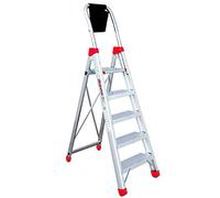 Faraone - Escalera de Aluminio - Escalera de Tijera DOMUS05-185 x 53 x 15 cm - Escalera 5 Peldaños - Máxima Seguridad - Fácil Transporte - Peldaños Anchos y Cómodos