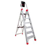 Faraone - Escalera de Aluminio - Escalera de Tijera DOMUS06-208 x 55 x 15 cm - Escalera 6 Peldaños - Máxima Seguridad - Fácil Transporte - Peldaños Anchos y Cómodos