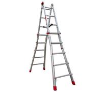 Faraone - Escalera de Aluminio - Escalera Telescópica TELES.T5-158x60x21 cm - 10+10 Peldaños - Incluye Estabilizadores - Escalera de Aluminio Multiusos - Altura Regulable - Muy Resistente y Estable