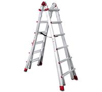 Faraone - Escalera de Aluminio - Escalera Telescópica TELES.T6-185 x 60 x 21 cm - 12+12 Peldaños - Escalera de Aluminio Multiusos - Altura Regulable - Muy Resistente y Estable