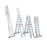 Faraone - Escalera Multiuso EN 1508 - 3 Tramos - 7+8+8 peldaños - 252x56x20cm - Peldaños Cómodos y Antideslizantes - Escalera de Aluminio - Ligera y Fácil de Manejar