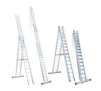 Faraone - Escalera Multiuso EN 1515 - Escalera 3 Tramos - Escalera 14+15+15 peldaños - 447x56x21cm - Peldaños Cómodos - Escalera de Aluminio - Ligera y Fácil de Manejar - Peldaños antideslizantes