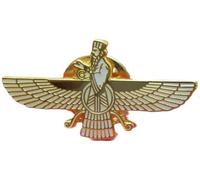 Faravahar Fravashi - Pin con símbolo de zoroastrismo, diseño esmaltado dorado y blanco