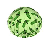 Farbe 5 Luxus-Duschhaube für Damen, niedliche Pickles, wasserdicht, wiederverwendbar, waschbar und atmungsaktiv, modische Duschhaube mit Gummizug, einfach zu tragen, geeignet für langes, kurzes, locki