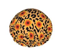 Farbe 6 Luxus-Duschhaube für Damen, Geparden-Sonnenblume, wasserdicht, wiederverwendbar, waschbar und atmungsaktiv, modische Duschmütze mit Gummizug, einfach zu tragen, geeignet für langes, kurzes, lo