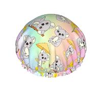 Farbe 6 Luxus-Duschhaube für Damen, Lazy Koala, wasserdicht, wiederverwendbar, waschbar und atmungsaktiv, modische Duschmütze mit Gummizug, einfach zu tragen, geeignet für langes, kurzes, lockiges Haa