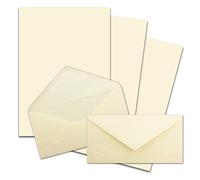 FarbenFroh by GUSTAV NEUSER - 25 juegos de papel de carta DIN A4 con sobres DIN largo, adhesivo en húmedo, crema vainilla, papel para escribir de acabado mate con sobres
