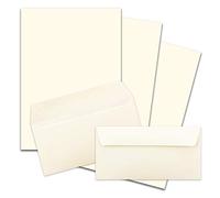 FarbenFroh by GUSTAV NEUSER - 25 juegos de papel de carta DIN A4 con sobres DIN largos, cierre adhesivo sensible a la presión, blanco natural, papel para escribir de acabado mate con sobres