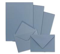 FarbenFroh by GUSTAV NEUSER 25 juegos de papel de carta DIN A5 con sobres C6, adhesivo en húmedo, gris azul, papel para escribir de acabado mate con sobres