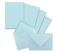 FarbenFroh by GUSTAV NEUSER 50 juegos de papel de carta DIN A5 con sobres C6, adhesivo en húmedo, azul claro (azul), papel para escribir de acabado mate con sobres