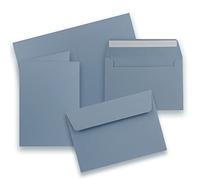 FarbenFroh by GUSTAV NEUSER Juego de 25 tarjetas plegables DIN A6/C6, tarjetas dobles con sobres, azul grisáceo (azul), 14,8 x 10,5 cm (105 x 148 mm), cierre autoadhesivo con tira extraíble