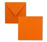 FarbenFroh by GUSTAV NEUSER - Juego de tarjetas individuales cuadradas de 15 x 15 cm, con sobres, papel de estraza, 25 unidades, para tarjetas de felicitación y más, color naranja
