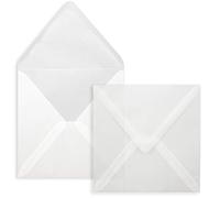 FarbenFroh Sobres cuadrados sin ventana en color blanco transparente, 25 unidades, 15 x 15 cm, adhesivo húmedo, para tarjetas de boda, tarjetas de invitación y más