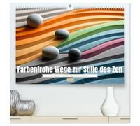 Farbenfrohe Wege zur Stille des Zen (hochwertiger Premium Wandkalender 2026 DIN A2 quer), Kunstdruck in Hochglanz: Farbige Sandwellen und Steine in ... ein zur Meditation, Ruhe und innerer Harmonie