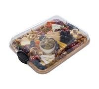 FARBERWARE Build-A-Board - Tabla de cortar de bambú con tapa de bloqueo transparente y asas negras, perfecta para embutidos, aperitivos y más - Hazlo. Llévala. Disfrútala, 11 x 14 pulgadas,