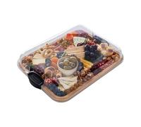 FARBERWARE Build-A-Board - Tabla de cortar de bambú con tapa de bloqueo transparente y asas negras, perfecta para embutidos, aperitivos y más - Hazlo. Llévala. Disfrútala, 11 x 14 pulgadas,