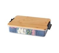 Farberware Build Snacklebox - Bandeja para servir con tapa de tabla de cortar de bambú con bloqueo, contenedor de almacenamiento portátil con compartimentos para charcutería y más, natural